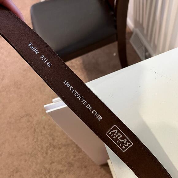 Brown Genuine Leather CANADA Embellished Silver Tip Belt Unisex Size Large - Picture 7 of 9